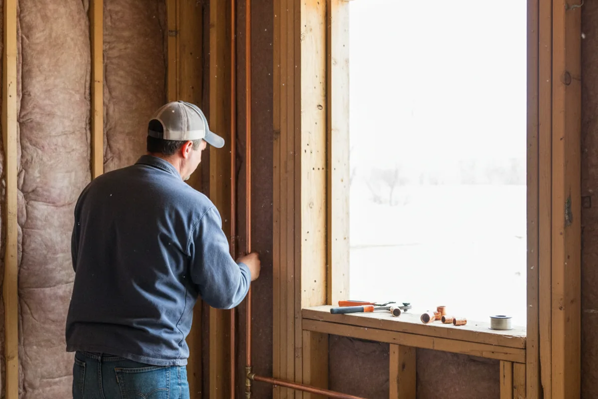 Licensed plumber running new copper supply lines in a Wetumka home